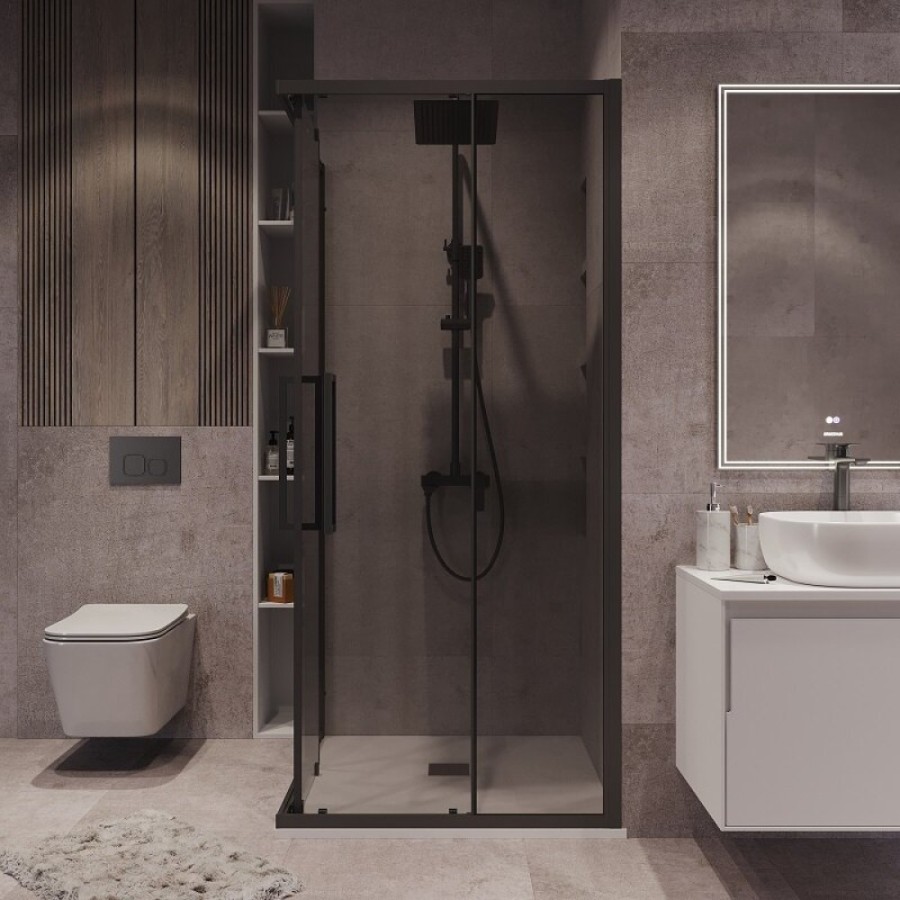 Душевой уголок Grossman Cosmo 300.K33.02.9090.21.10, 90 х 90 см, стекло тонированное, профиль черный матовый