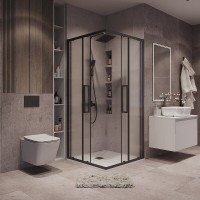 Душевой уголок Grossman Cosmo 300.K33.02.9090.21.02, 90 х 90 см, стекло шиншилла, профиль черный матовый