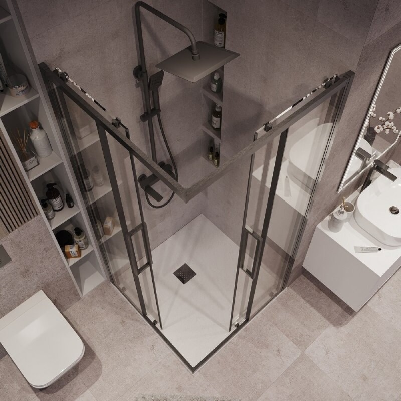 Душевой уголок Grossman Cosmo 300.K33.02.9090.42.00, 90 х 90 см, стекло прозрачное, профиль графит сатин