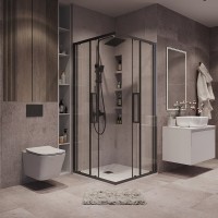 Душевой уголок Grossman Cosmo 300.K33.02.9090.42.00, 90 х 90 см, стекло прозрачное, профиль графит сатин