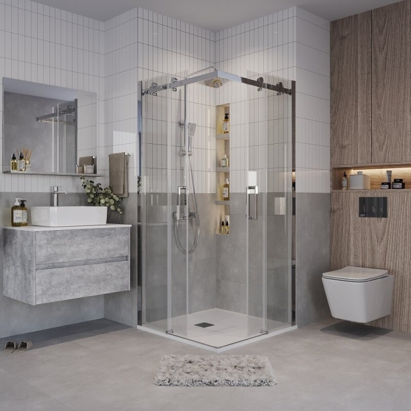 Душевой уголок Grossman Classic 300.K33.04.1010.10.00, 100 х 100 см, стекло прозрачное, профиль хром