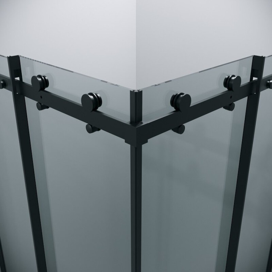 Душевой уголок Grossman Classic 300.K33.04.8080.21.00, 80 х 80 см, стекло прозрачное, профиль черный матовый