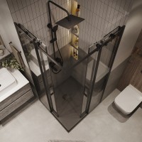 Душевой уголок Grossman Classic 300.K33.04.9090.21.00, 90 х 90 см, стекло прозрачное, профиль черный матовый