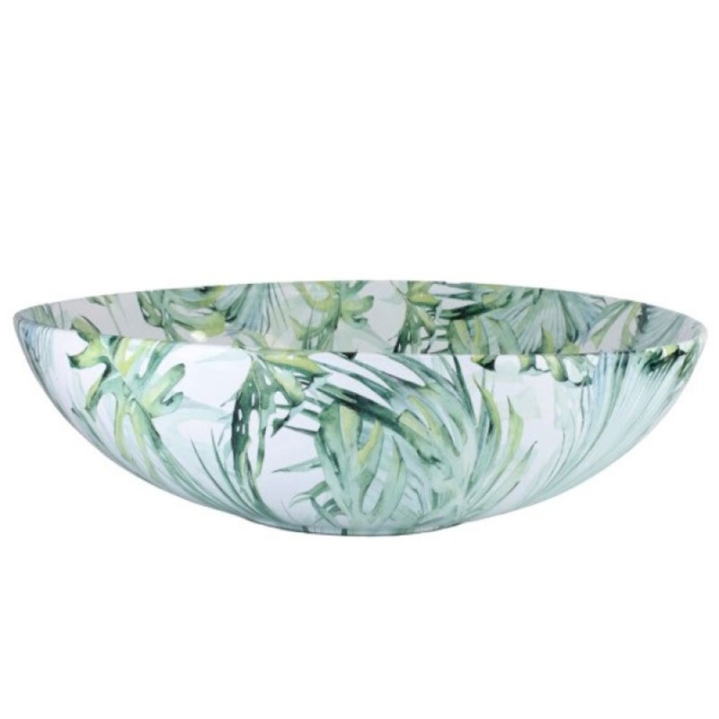 Раковина Bronze de Luxe Flora, 40.5 х 40.5 х 12 см, накладная, белая/зеленая, 3008