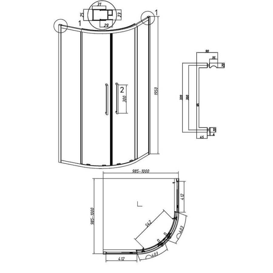 Душевой уголок Grossman Cosmo 301.K33.02.1010.42.00, 100 х 100 см, стекло прозрачное, профиль графит сатин