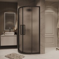 Душевой уголок Grossman Cosmo 301.K33.02.9090.21.02, 90 х 90 см, стекло шиншилла, профиль черный матовый