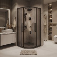 Душевой уголок Grossman Cosmo 301.K33.02.9090.21.02, 90 х 90 см, стекло шиншилла, профиль черный матовый