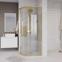 Душевой уголок Grossman Cosmo 301.K33.02.9090.32.00, 90 х 90 см, стекло прозрачное, профиль золото сатин