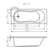 Ванна акриловая прямоугольная Cersanit Nike 170 x 70 см, белая, 301029