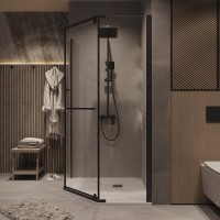 Душевой уголок Grossman Pragma 302.K33.03.9090.21.00, 90 х 90 см, стекло прозрачное, профиль черный матовый