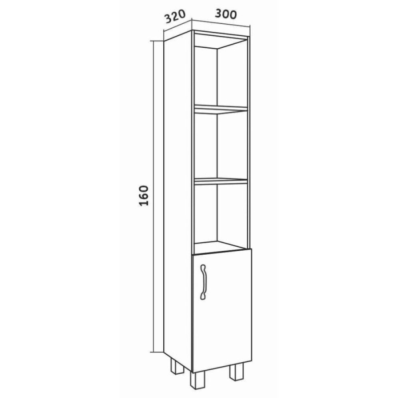 Пенал Grossman Флай 303001-30 Пр. напольный, дуб сонома/белый