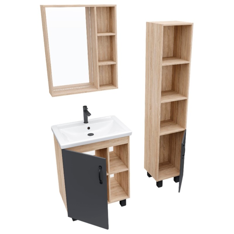 Пенал Grossman Флай 303002-30 Пр. напольный, дуб сонома/серый