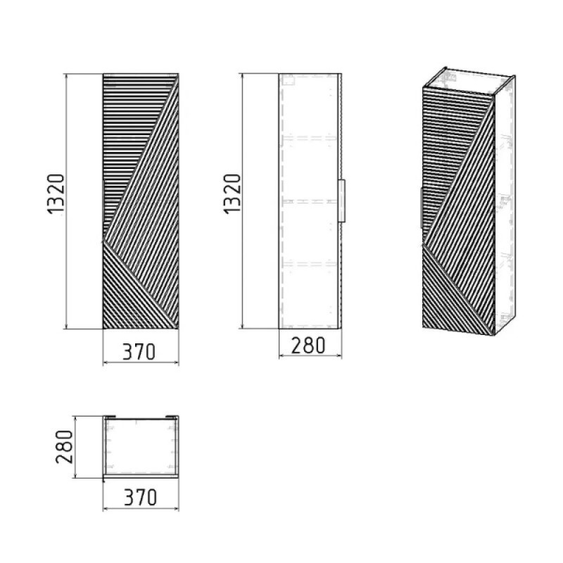 Шкаф-пенал Grossman Блисс 303546, 35 см, подвесной, цвет графит матовый