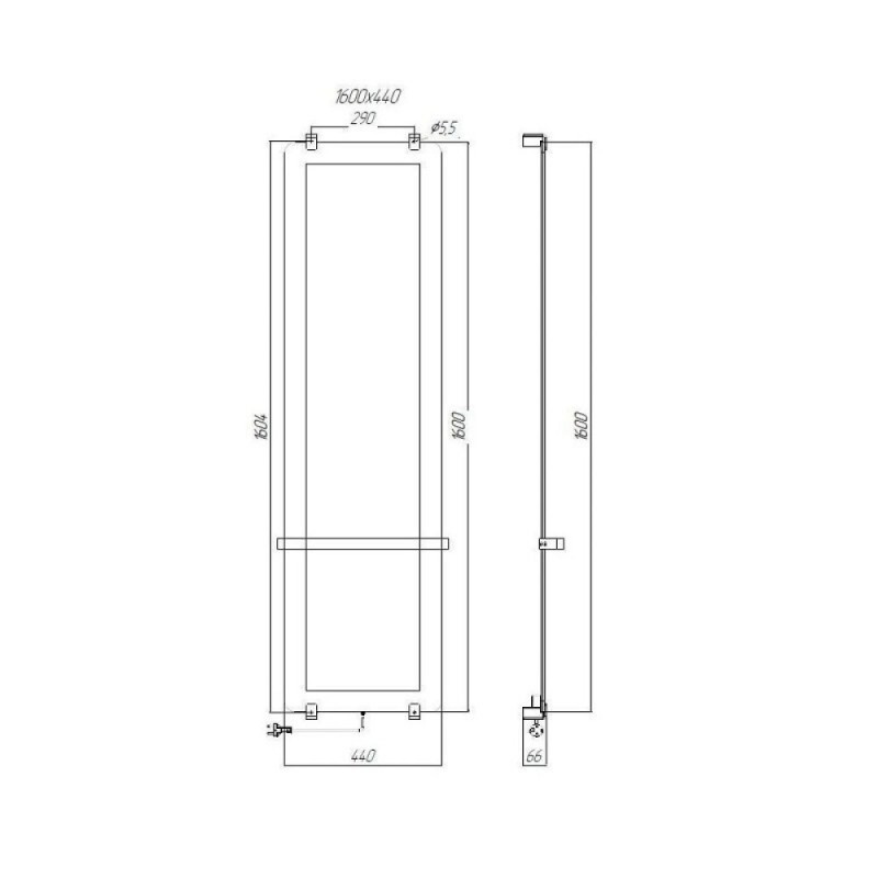 Полотенцесушитель электрический Allen Brau Infinity 00305015, ширина 44 см, высота 160 см, рейлинг, крепление, зеркальное стекло/медь браш