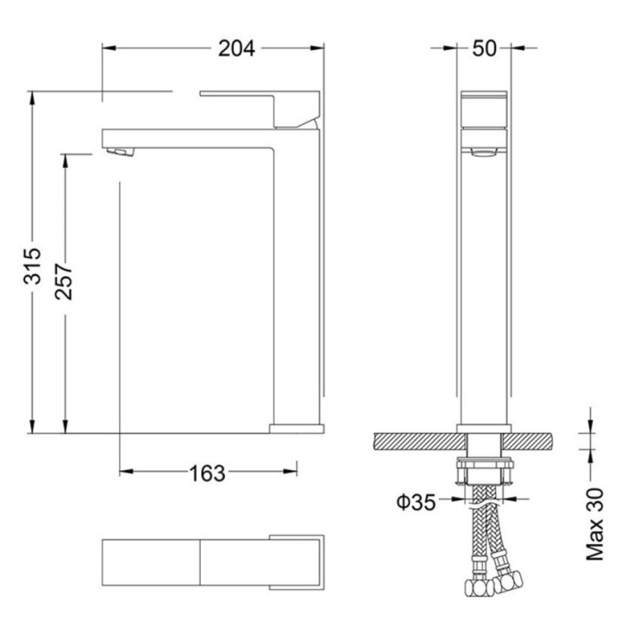 Смеситель Timo Selene 3061/03F для раковины, высокий, черный