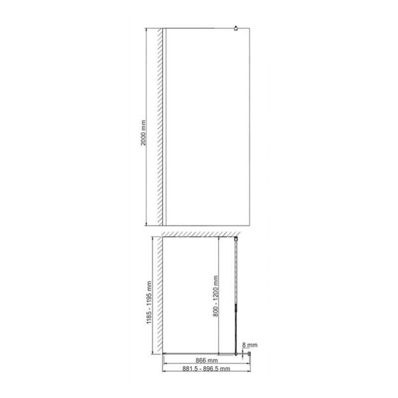 Душевая перегородка WasserKraft Rur 30W39GR-TXG, 90 см, свободный вход, стекло текстурное, профиль графит