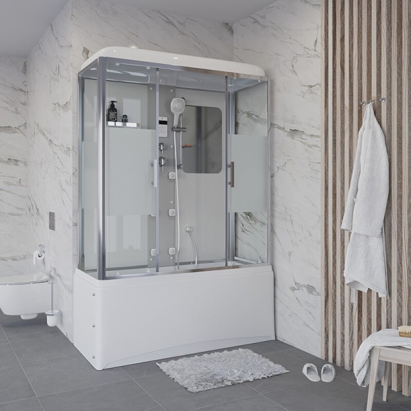 Душевая кабина Niagara Ultra NG-3150-01 150 x 70 см, высокий поддон, профиль хром, стекло прозрачное с матовой полосой, 31500164