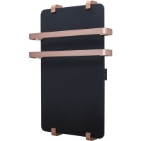 Полотенцесушитель электрический Allen Brau Infinity 00325630, ширина 44 см, высота 100 см, рейлинг 2.0, крепление, чёрное матовое стекло/медь браш