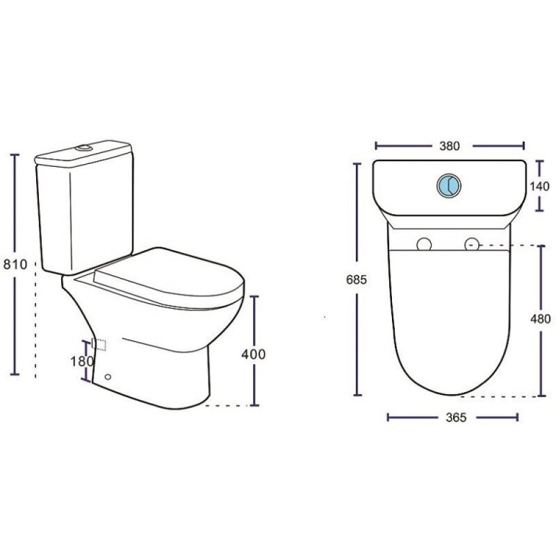 Унитаз-компакт безободковый Aquanet Ray-C 326011/326012, крышка микролифт, цвет белый