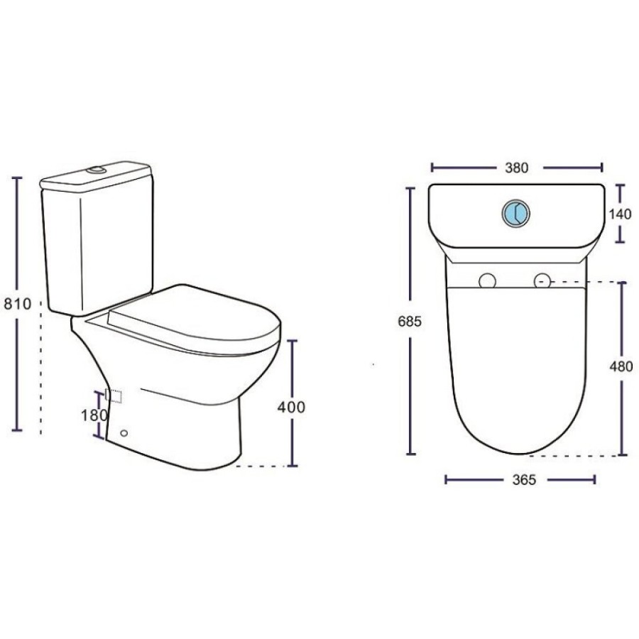 Унитаз-компакт безободковый Aquanet Ray-C 326011/326012, крышка микролифт, цвет белый