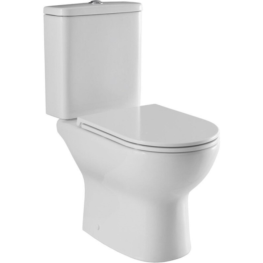 Унитаз-компакт безободковый Aquanet Ray-C 326011/326012, крышка микролифт, цвет белый