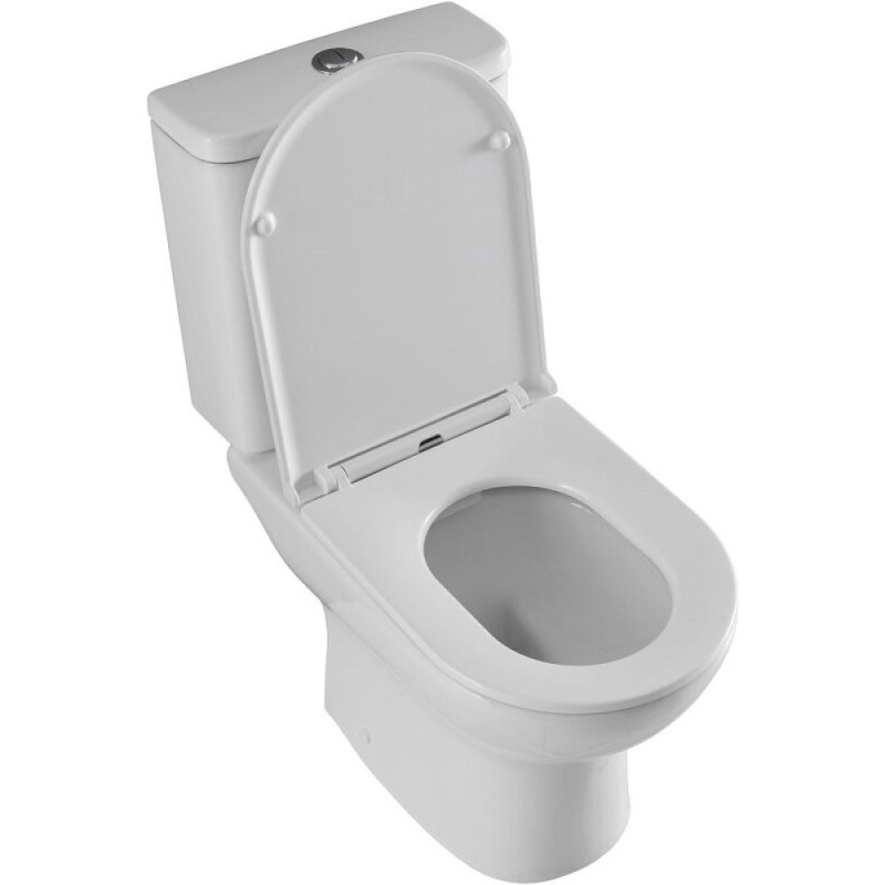 Унитаз-компакт безободковый Aquanet Ray-C 326011/326012, крышка микролифт, цвет белый