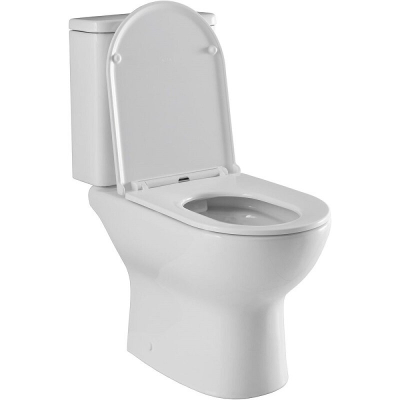 Унитаз-компакт безободковый Aquanet Ray-C 326011/326012, крышка микролифт, цвет белый