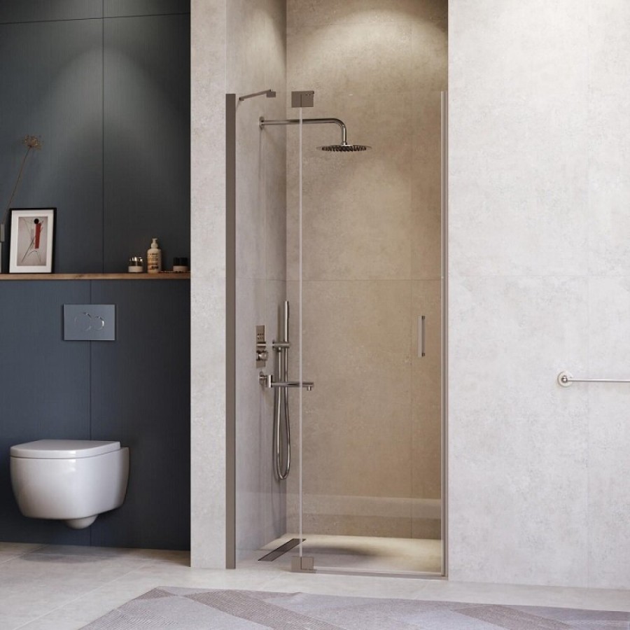 Душевая дверь в нишу RGW Hotel HO-014Gr 350601411-110, 110 см, стекло прозрачное, профиль серый