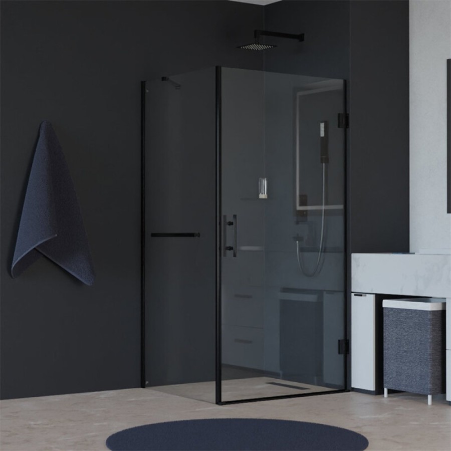 Душевой уголок RGW Hotel HO-045-1-B (HO-011B + Z-060-2B + держ), 60 х 90 см, стекло прозрачное, профиль черный, 3506045169-014