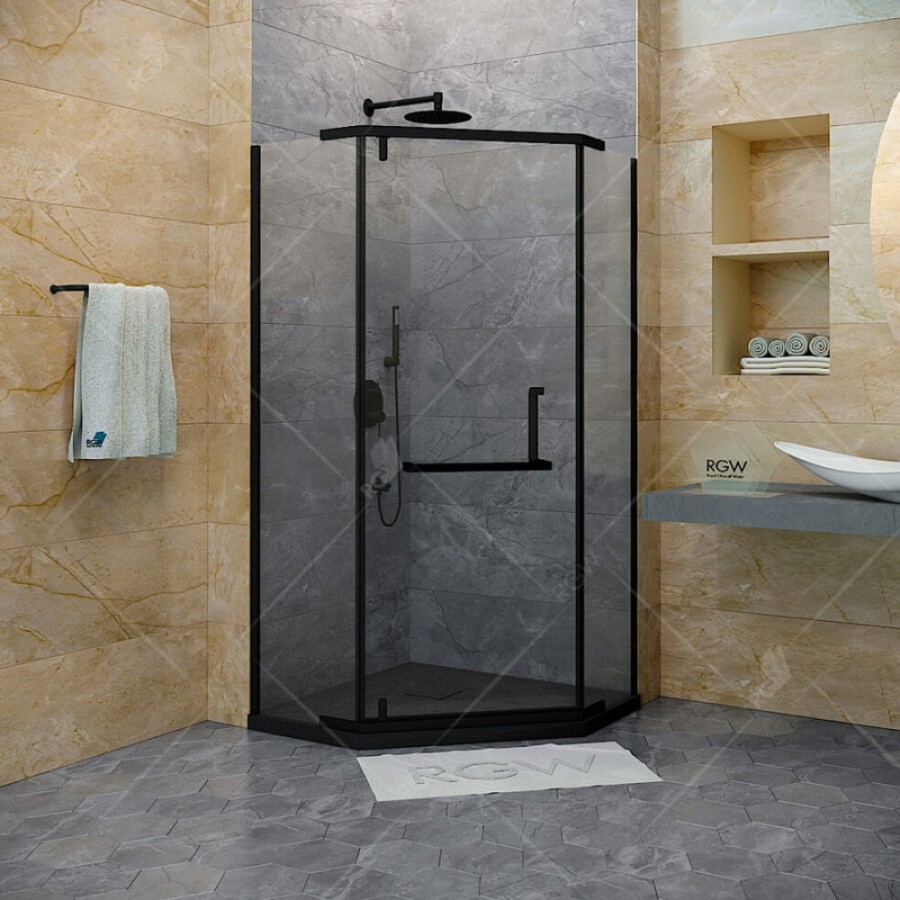 Душевой уголок RGW Hotel HO-081 B, 90 х 90 x 195 см, 350608199-14, дверь распашная, стекло прозрачное, черный, с полотенцедержателем
