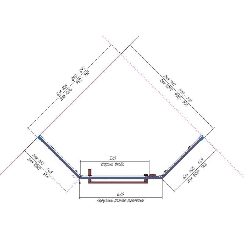 Душевой уголок RGW Hotel HO-081, 90 х 90 x 195 см, 350608199-21, дверь распашная, стекло матовое сатинат, хром