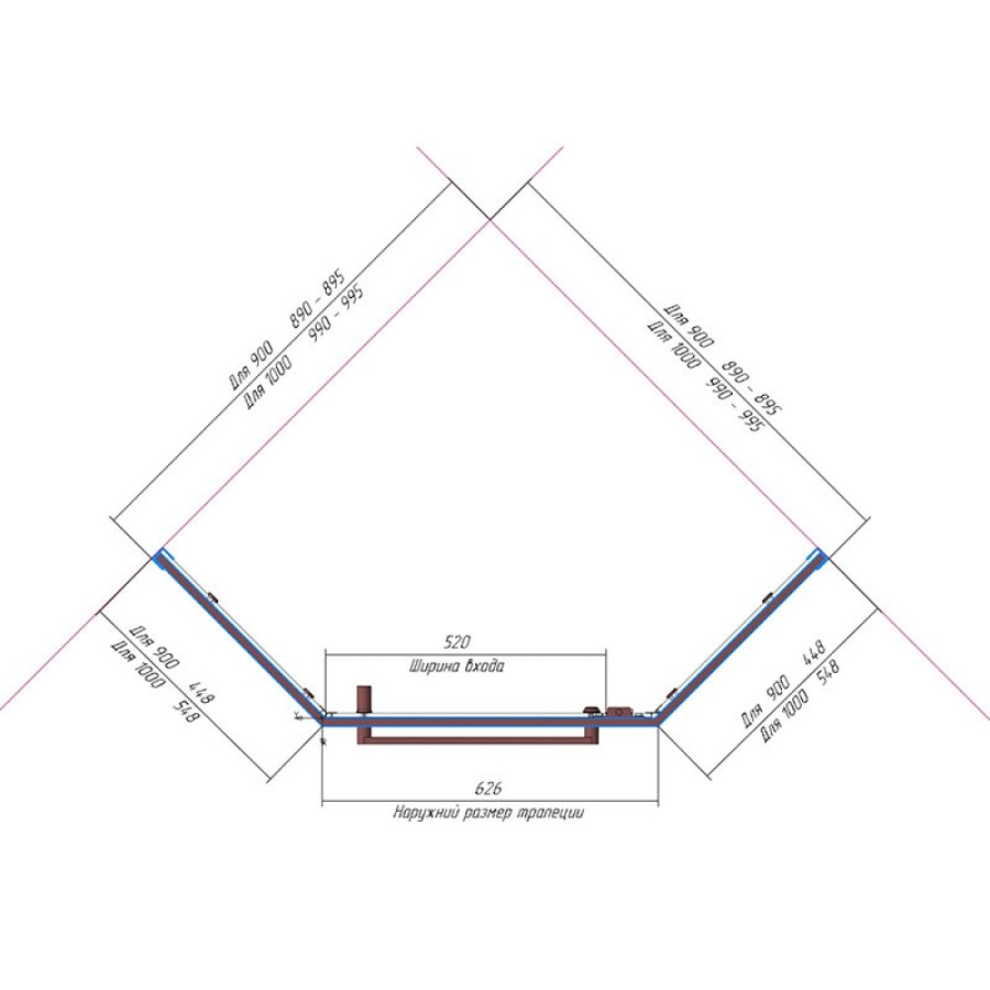 Душевой уголок RGW Hotel HO-081, 90 х 90 x 195 см, 350608199-21, дверь распашная, стекло матовое сатинат, хром