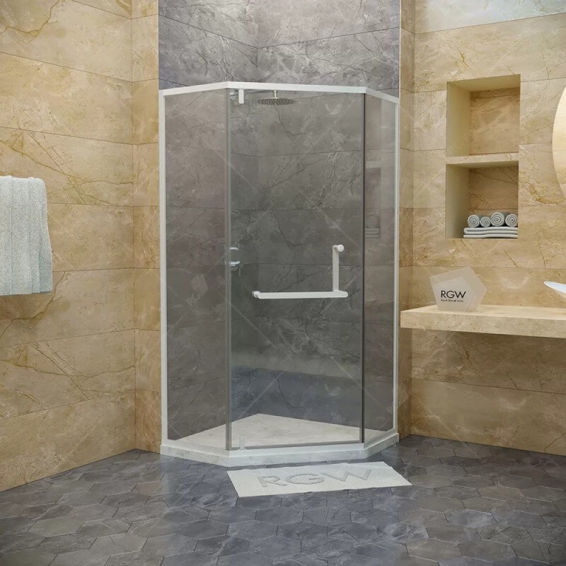 Душевой уголок RGW Hotel HO-084W, 100 х 100 x 195 см, дверь распашная, стекло прозрачное, белый, 350608400-15