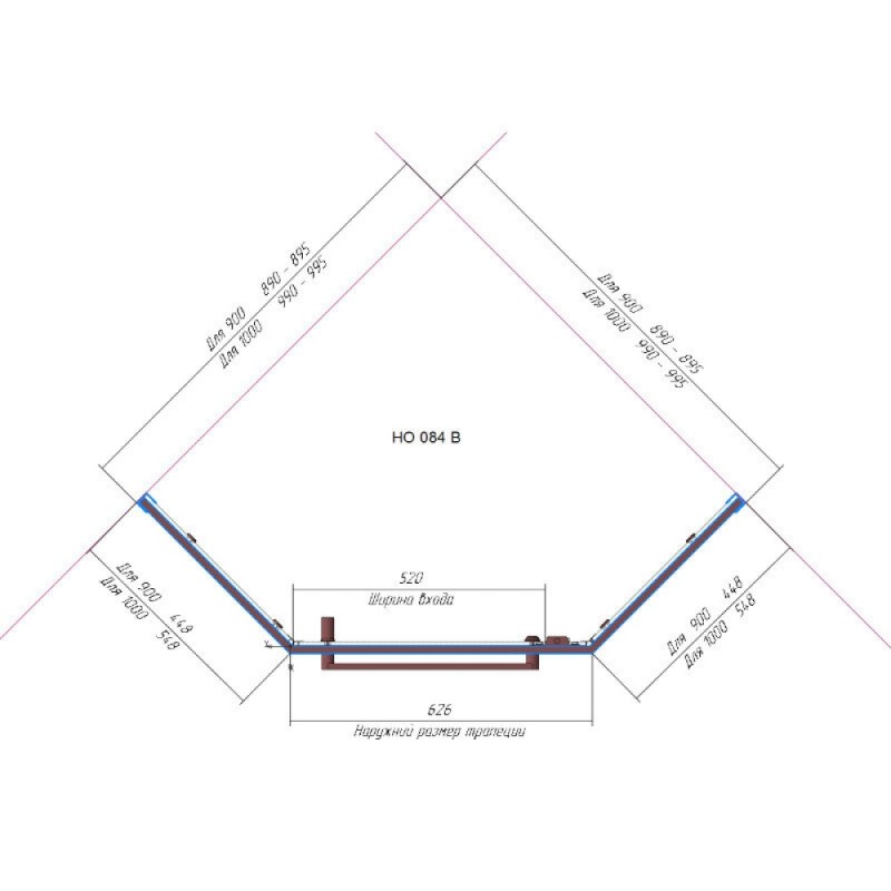 Душевой уголок RGW Hotel HO-084B, 90 х 90 см, стекло матовое сатинат, профиль черный матовый, 350608499-24
