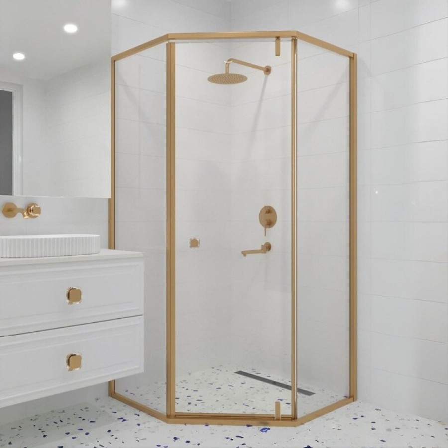 Душевой уголок RGW Hotel HO-088-G, 350608800-16, 100 х 100 см, дверь распашная, стекло прозрачное, профиль золото браш
