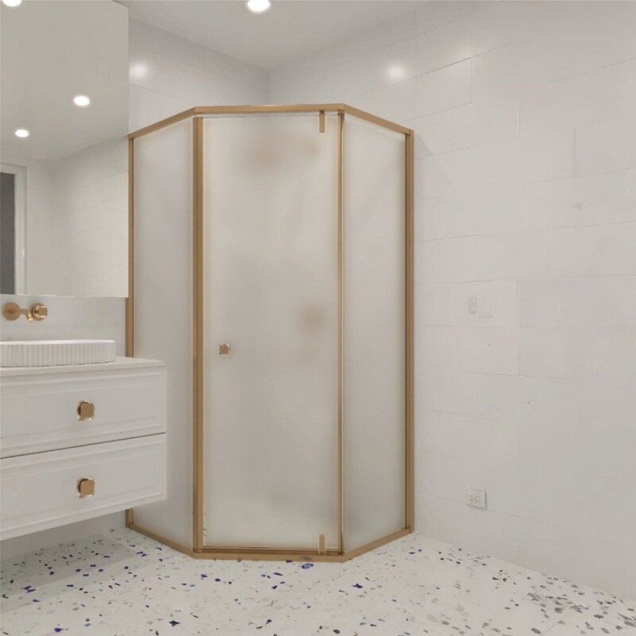 Душевой уголок RGW Hotel HO-088-G, 350608899-26, 90 х 90 см, дверь распашная, стекло сатинат/матовое, профиль золото браш