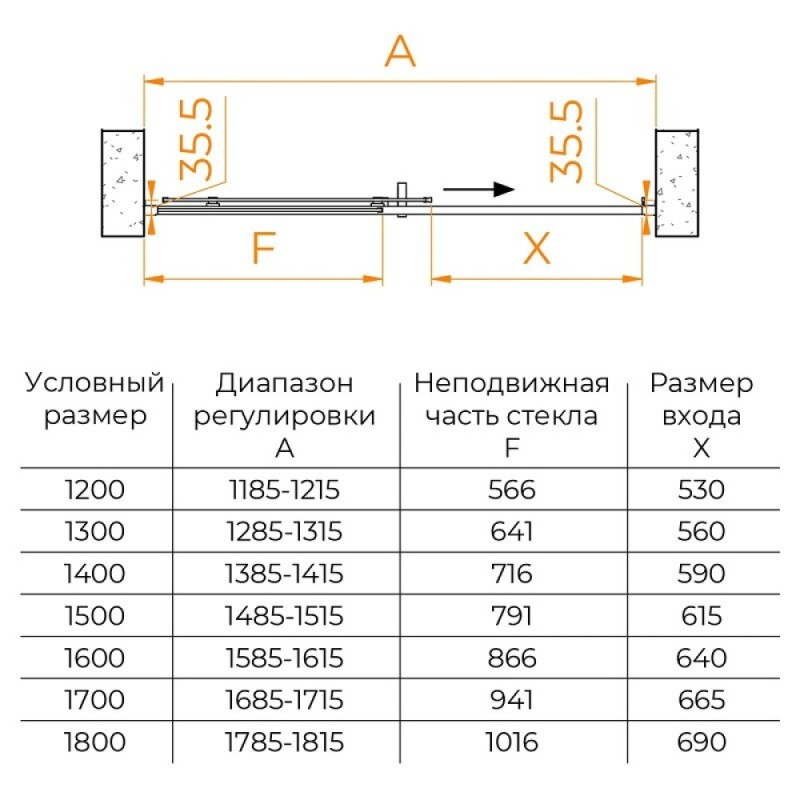 Душевая дверь RGW PA-017B, 170 х 195 см, стекло прозрачное, профиль черный, 350801717-14