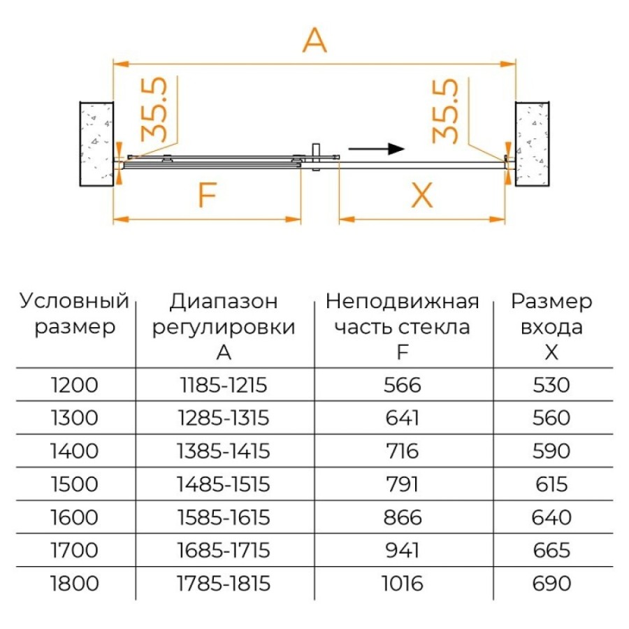 Душевая дверь RGW PA-017B, 170 х 195 см, стекло прозрачное, профиль черный, 350801717-14