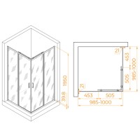 Душевой уголок RGW PA-030B Passage 350803000-14, 100 х 100 см, стекло прозрачное, профиль черный