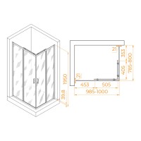 Душевой уголок RGW Passage PA-040 3508104080-11, 80 х 100 см, стекло прозрачное, профиль хром