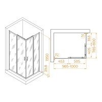 Душевой уголок RGW Passage PA-040, 3508104080-21, 80 х 100 см, стекло матовое, профиль хром
