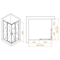 Душевой уголок RGW Passage PA-040-B 3508104090-14, 90 х 100 см, стекло прозрачное, профиль черный