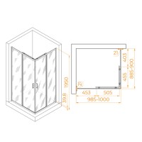 Душевой уголок RGW Passage PA-040-B, 3508104090-24, 90 х 100 см, стекло матовое, профиль черный