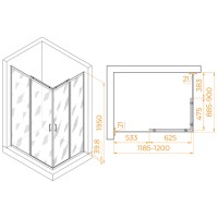 Душевой уголок RGW Passage PA-040-B 3508104092-14, 90 х 120 см, стекло прозрачное, профиль черный