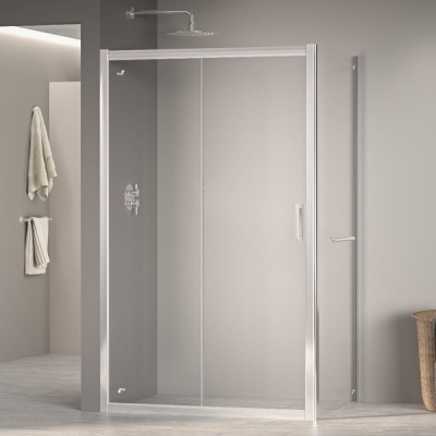 Душевой уголок RGW Passage PA-76-1 (PA-016 + Z-060-2) 350876148-11, 140 х 80 см, стекло прозрачное, профиль хром