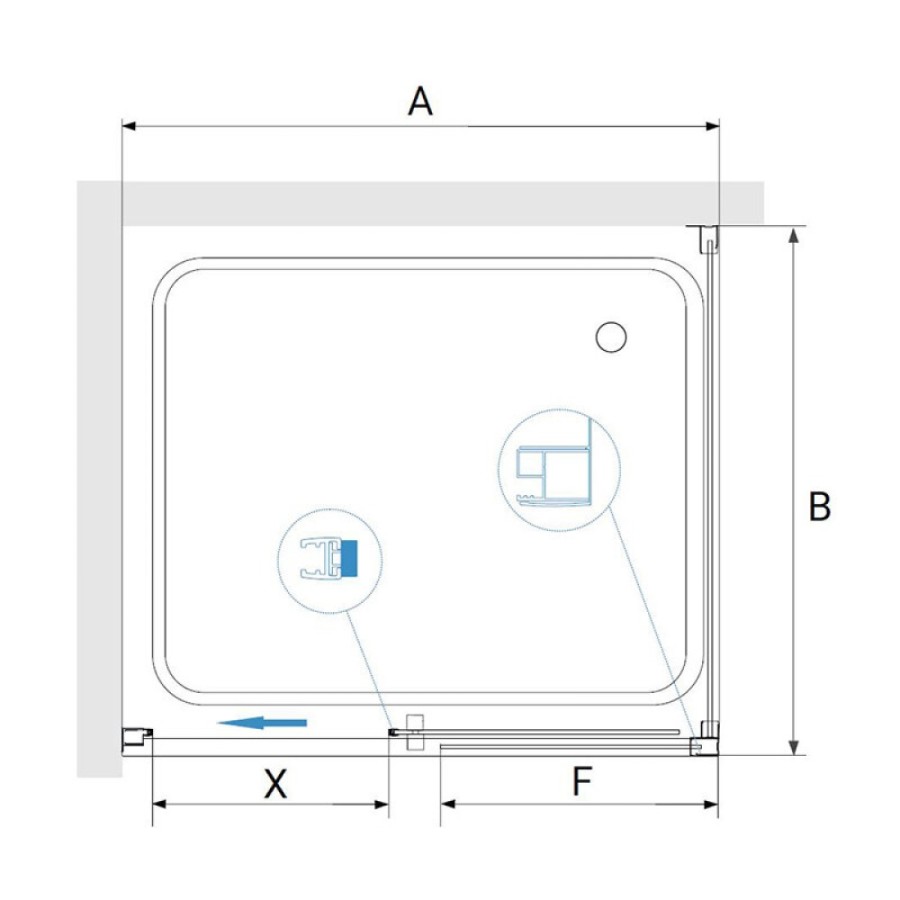 Душевой уголок RGW PA-76 (PA-016 + Z-050-2), 120 х 100 см, стекло прозрачное, профиль хром, 35087620-11