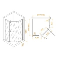 Душевой уголок RGW Passage PA-081 B 35088100-14, 100 х 100 см, стекло прозрачное, профиль черный