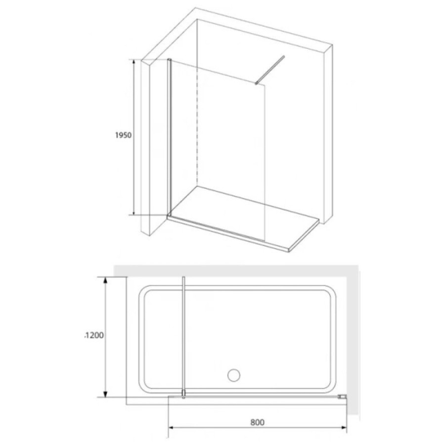 Душевая стенка RGW WA-010 Walk In, 80 см, стекло прозрачное, профиль хром, 351001008-11