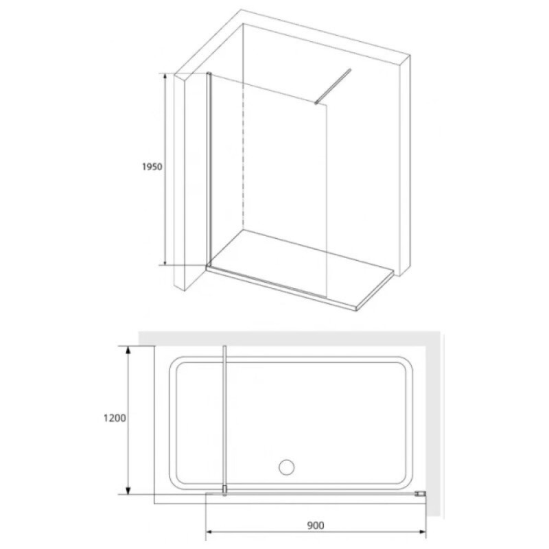 Душевая стенка RGW WA-010 Walk In, 90 см, стекло прозрачное, профиль хром, 351001009-11