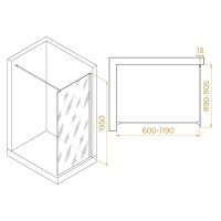 Душевая стенка RGW WA-010W Walk In, 90 см, стекло прозрачное, профиль белый, 351001009-15